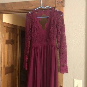 Lulu's maroon l/s formal dress, size small